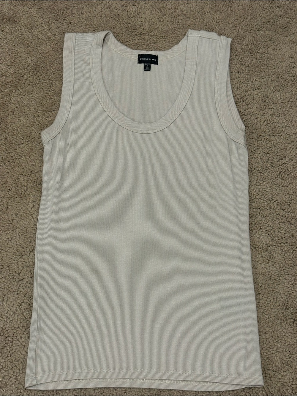 Buckle Cream Ribbed Scoop Neck Tank Top